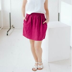 🆕️ LOFT Linen Skirt. Elastic Waistband & Hand Pockets. Cotton Underlining. NWOT